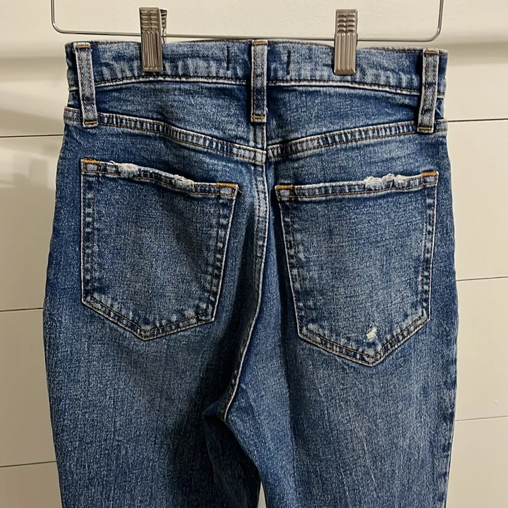 | Ultra High Rise Mom Jean Button Fly Distress Raw hem - Image 6