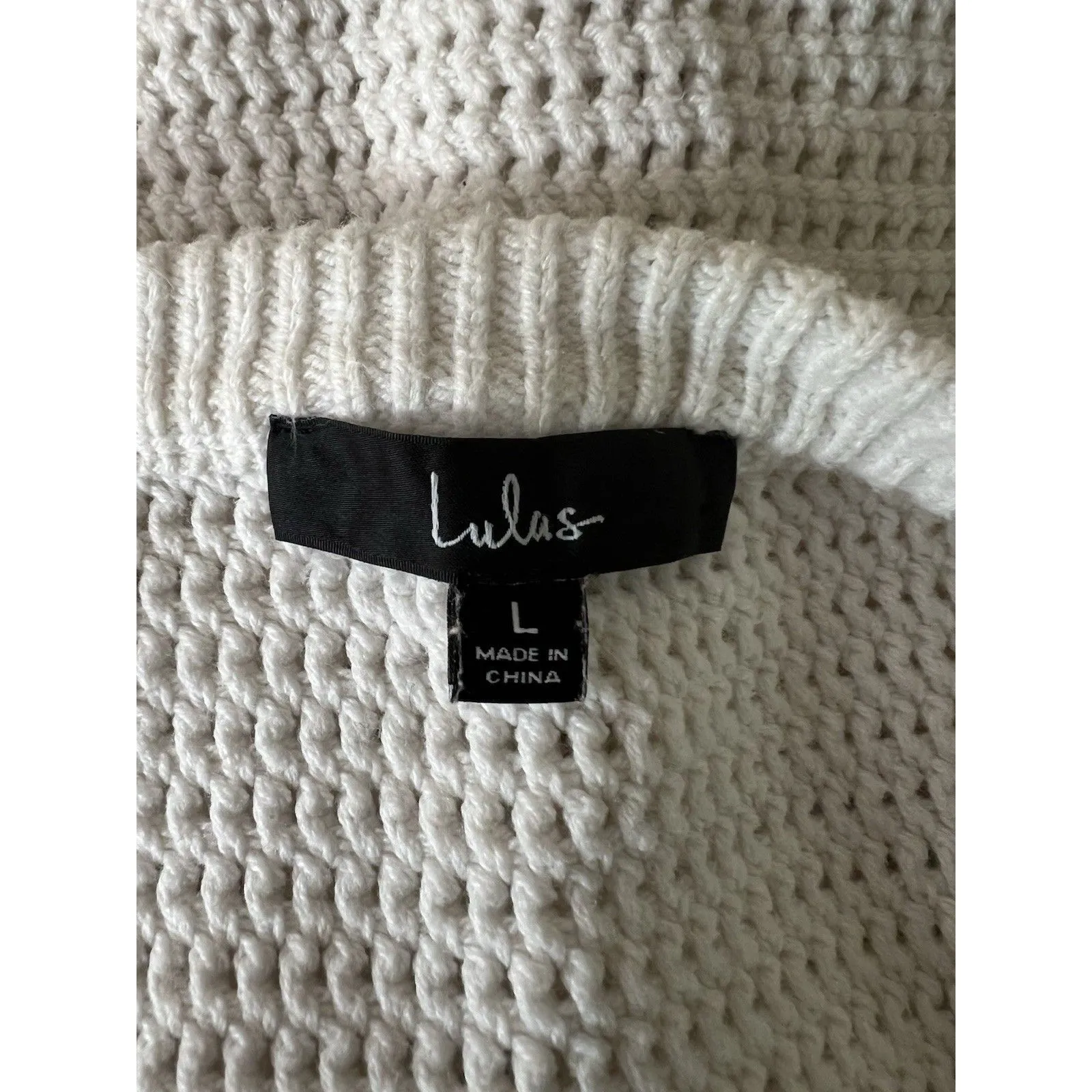 Lulus Sweater Tank Top Womens Large White Loose Knit Cropped Relax Fit Boho - Image 3