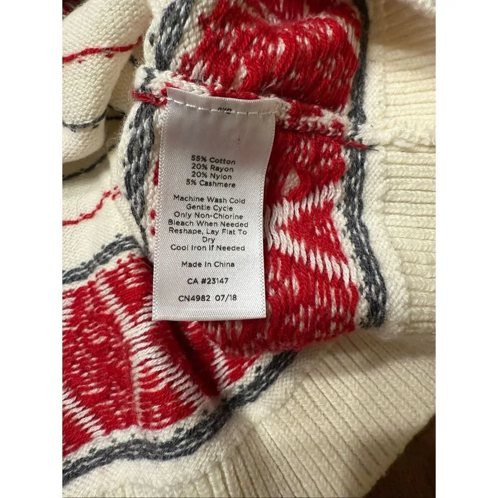 Talbots Sweater Womens Size SP Criss Cross Fair Isle Cotton Cashmere Blend - Image 5