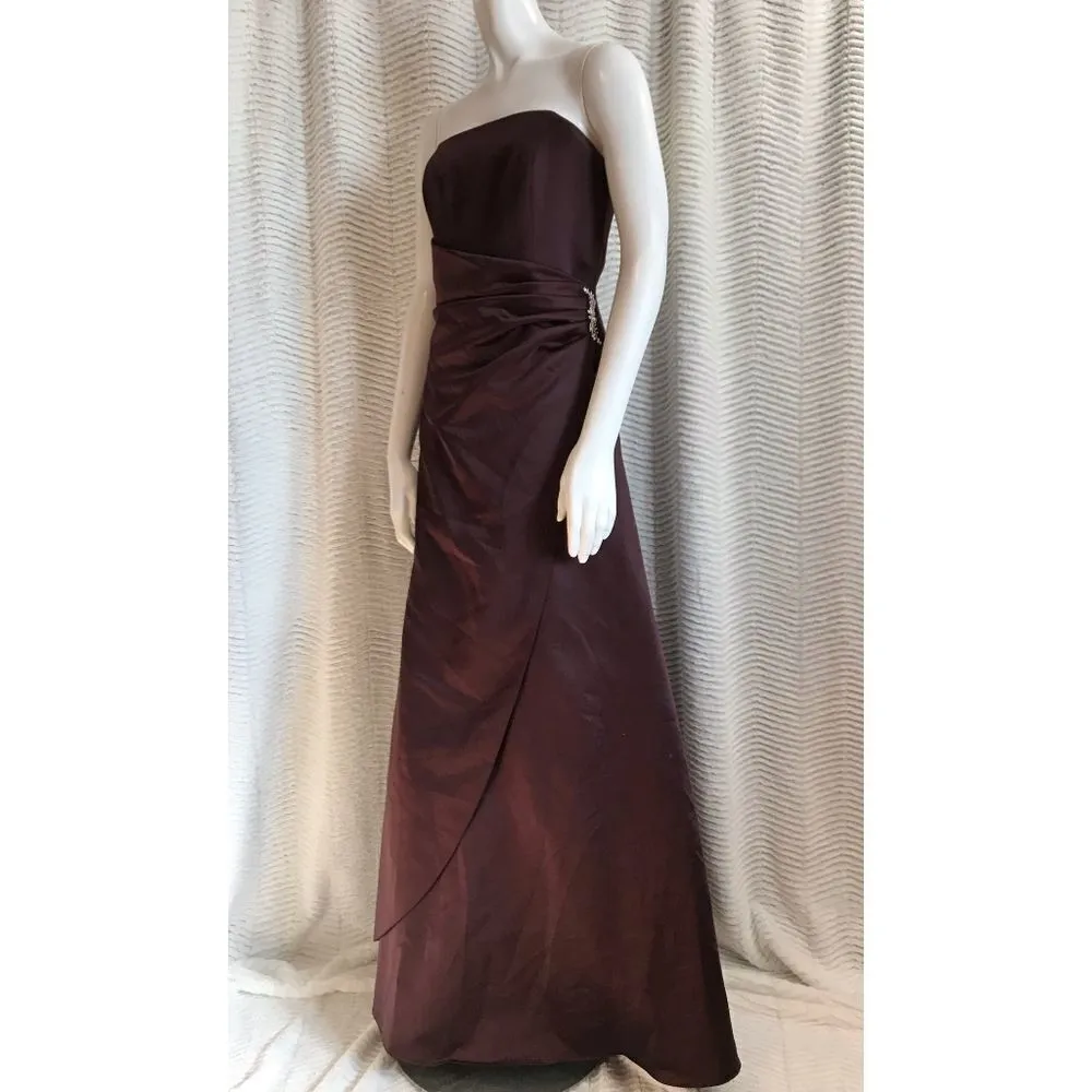 David's Bridal Brown Satin Bridesmaid's Dress (8) - Image 2