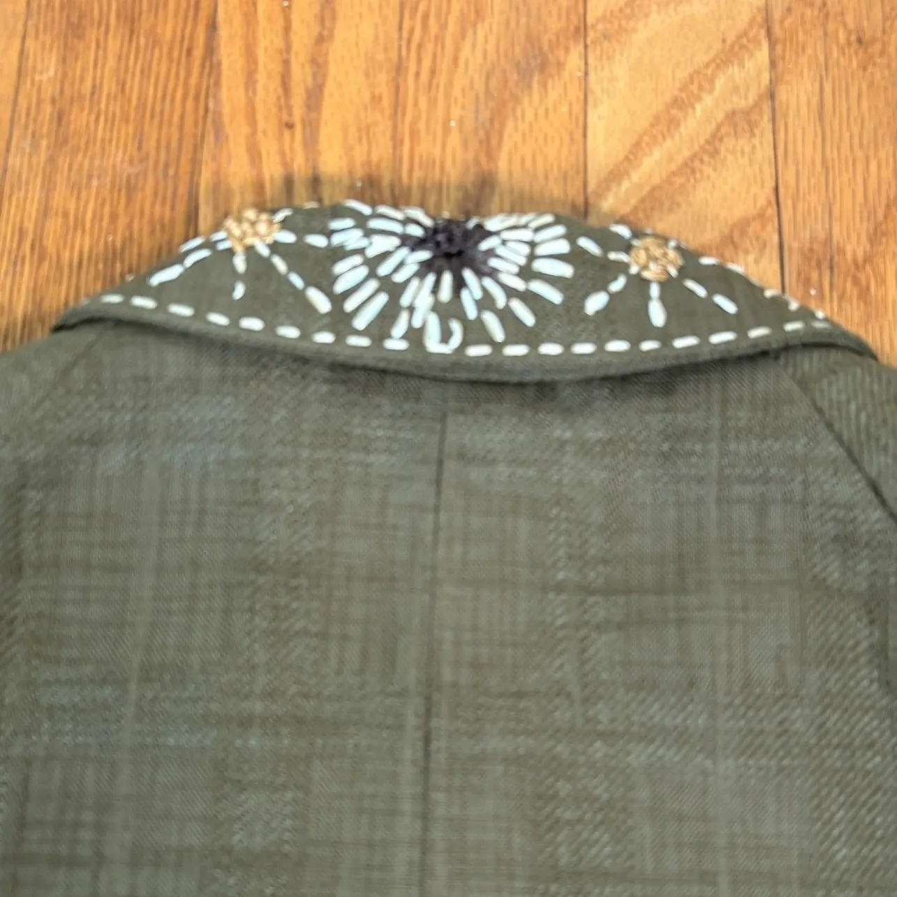 Vintage Moschino Mainline Floral Embroidered Jacket Green US 8 UK Press Sample - Image 6