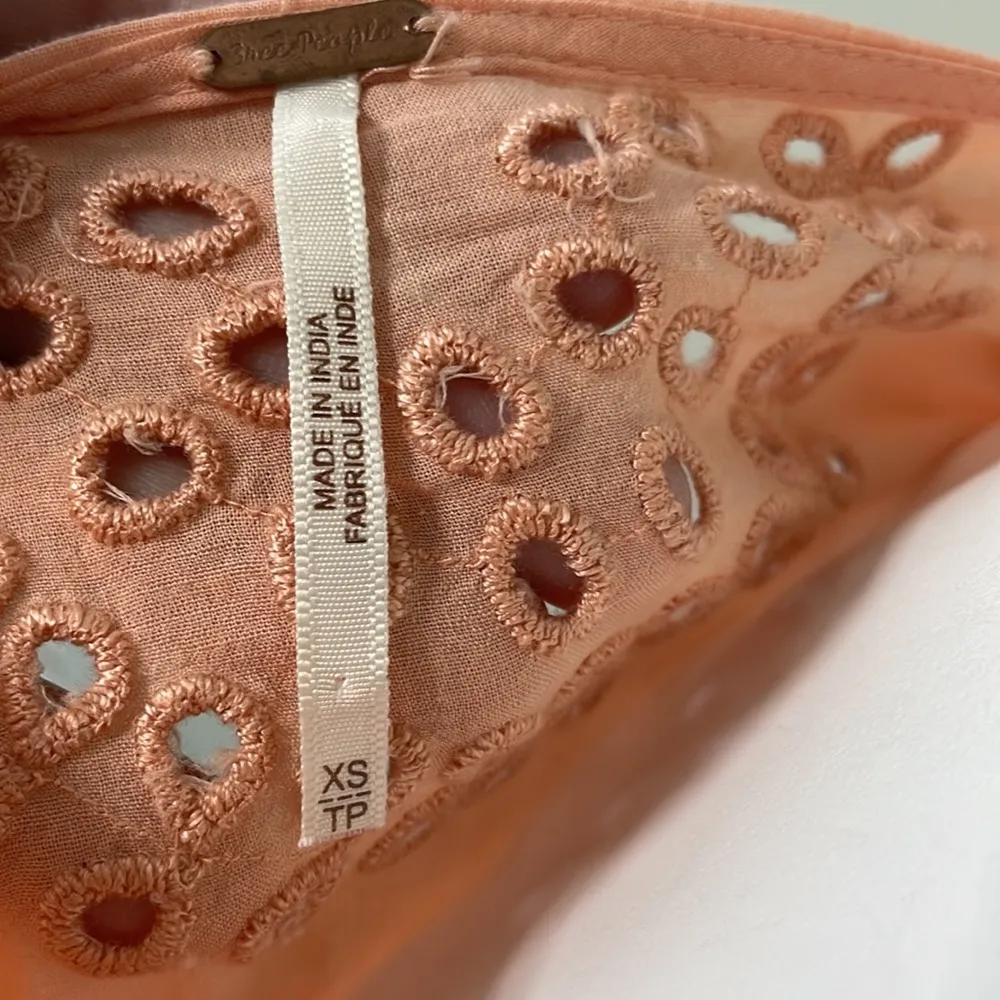 Free People Peach Sequin Bell Sleeve Blouse - Image 7