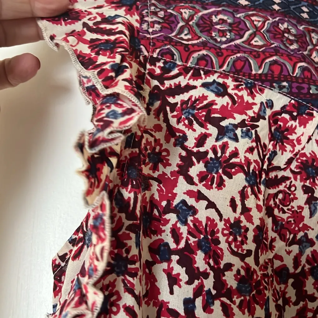 Lucky Brand Red and Blue Patterned Blouse - Image 4