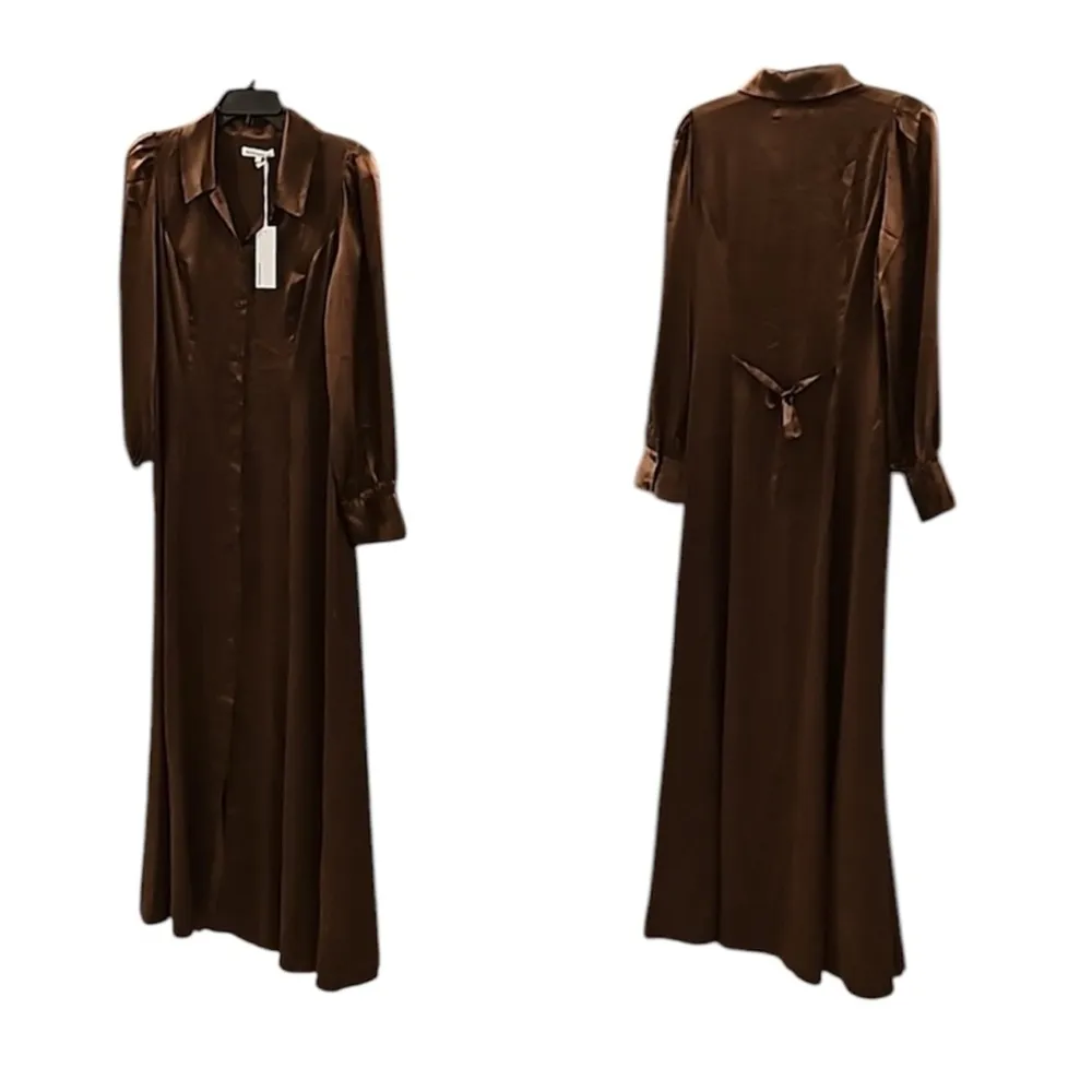 Reformation silk Elegant Brown Dress in cafe NWT - Image 7