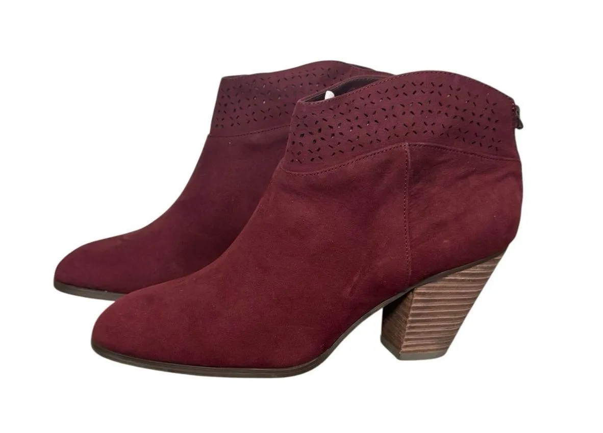New! Violet & Red Jackson Laser Cut Topline Booties in Burgundy Red - Image 3
