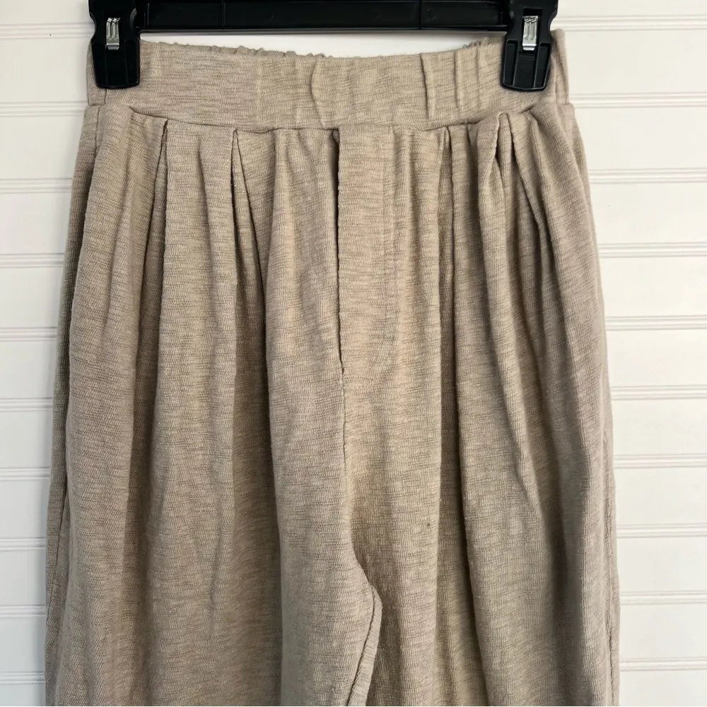 Free People Pleated Jogger Lounge Pants Olive Green Cotton Blend Size Small - Image 5