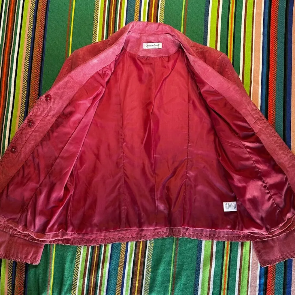 Vintage Cold Water Creek genuine leather pink blazer jacket - Image 8