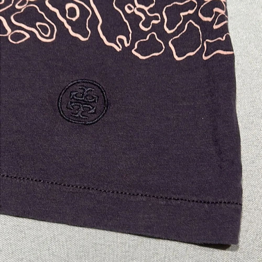 Toryburch Navy Blue T-shirt leopard print  Size Small D40 - Image 3