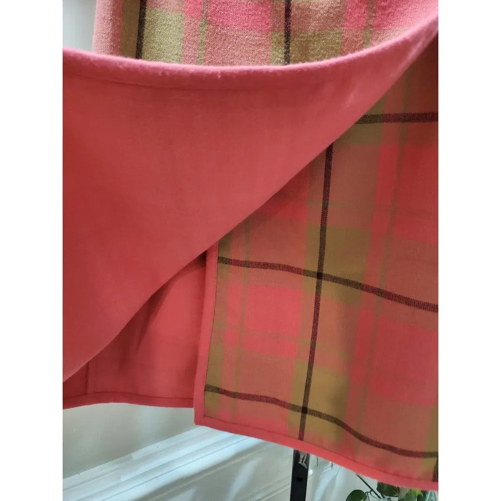 Evan Picone Vintage Pink Plaid Polyester Blend Casual Button Front Skirt Size 12 - Image 6