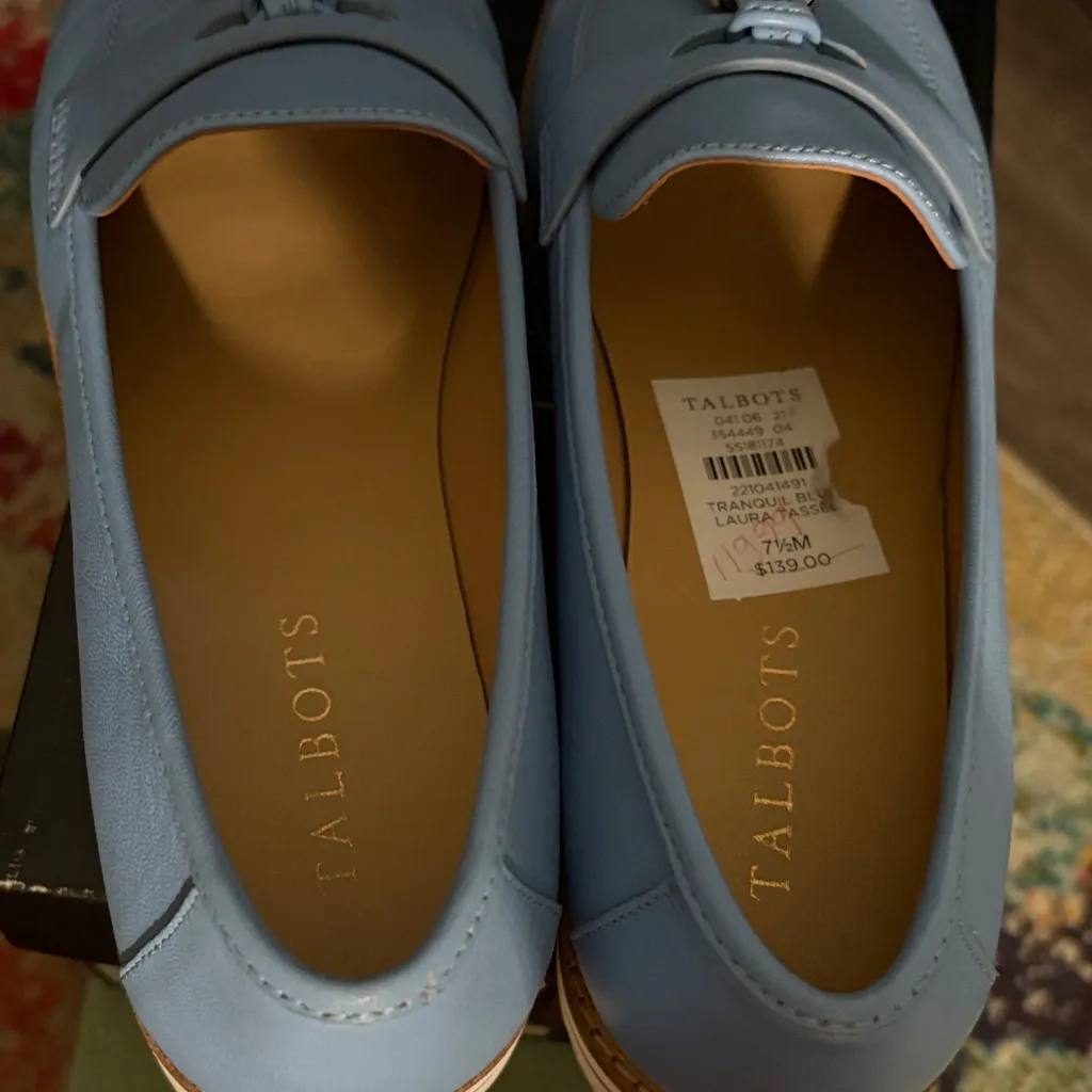 Talbots Sky Blue Tassel Loafers - Image 3