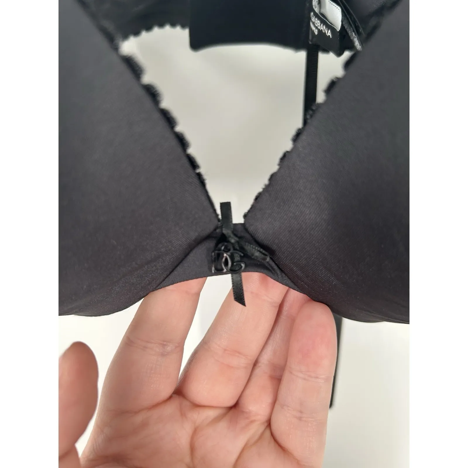 Dolce & Gabbana X Skims Ultimate Teardrop Push Up Bra Black Lace Plunge Size 38B - Image 6