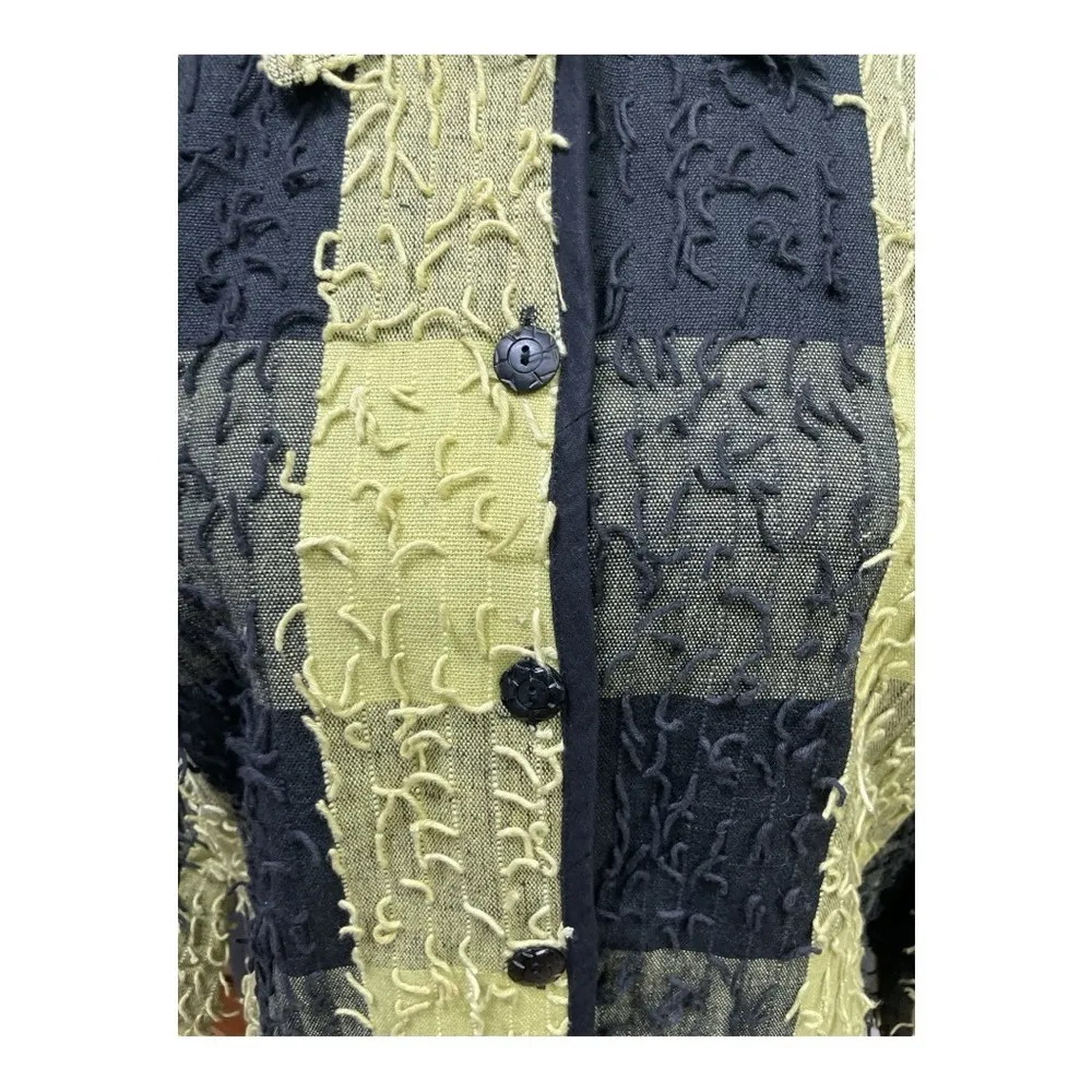 Life Style Vintage Unique Patterned Textured Green & Black Jacket size small - Image 6