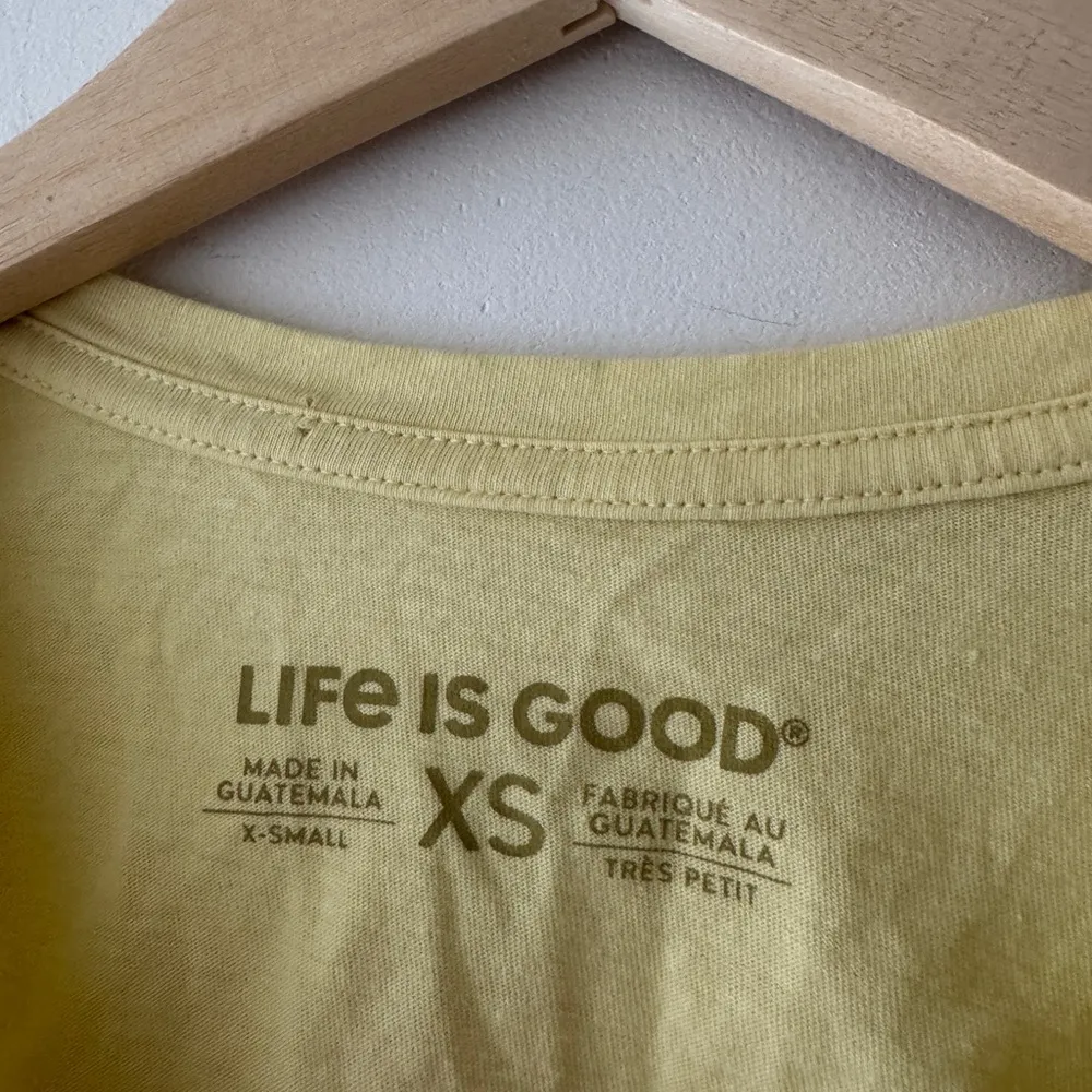 Life Is Good Yellow Spring Flowers V Neck Short Sleeve Shirt - Image 3