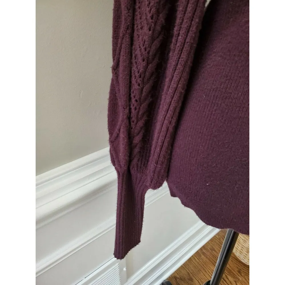 Express Women Maroon Viscose & Nylon Round Neck Long Sleeve knit Sweater Size L - Image 5