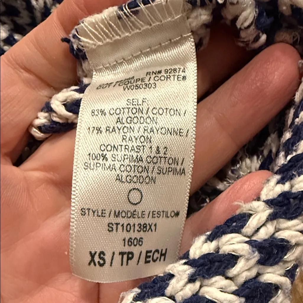 Splendid Navy and White V-Neck Sweater XS - Image 5