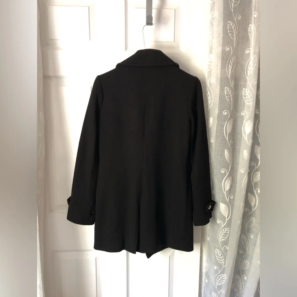 Michael Kors Wool Blend Coat Black Double Breasted women sz 0 pea coat oversized - Image 9