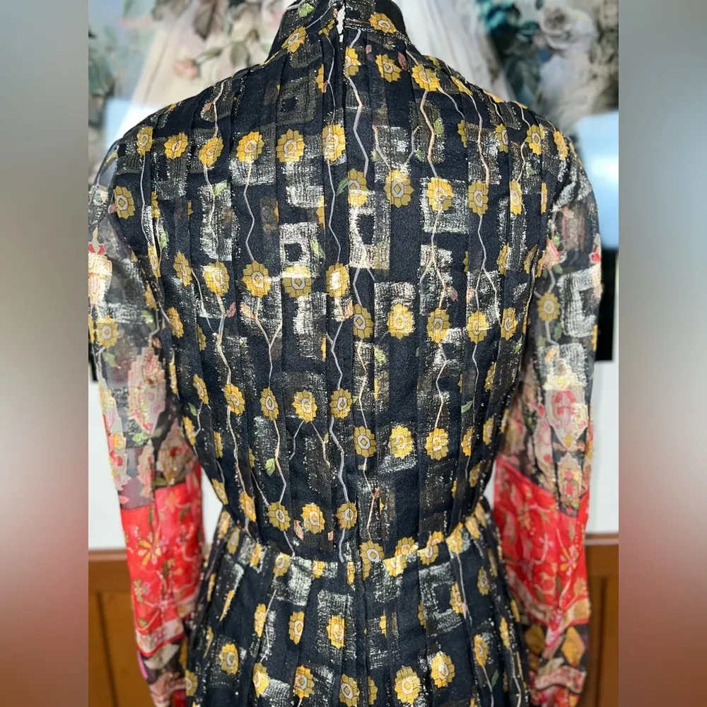 Stunning Vintage 1970s Couture Designer I.Magnin Metallic Silk Evening Gown! Black Size 10 - Image 8