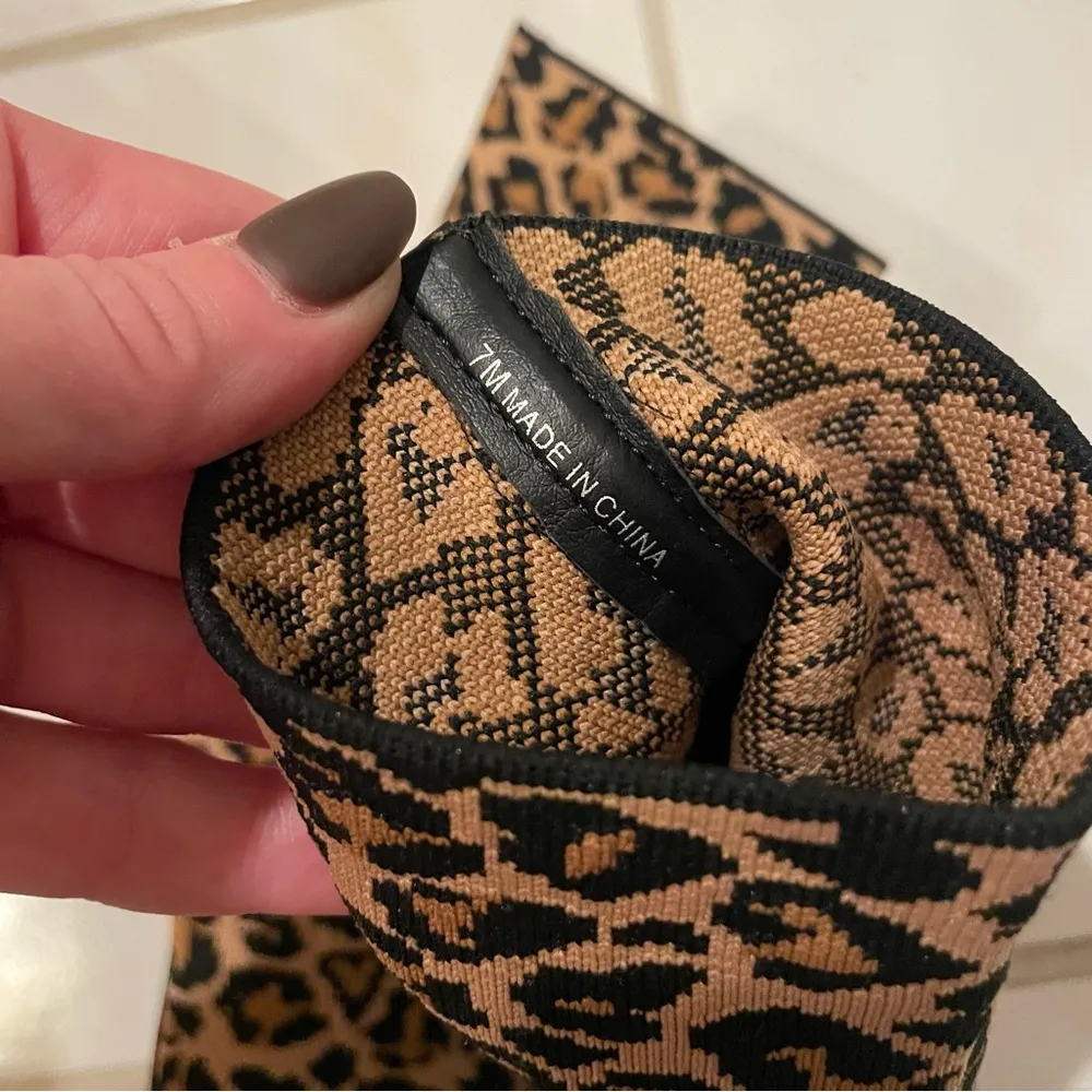 SALE STEVE MADDEN Enya Leopard Animal Print Sock Bootie Stiletto Size 7 Like New - Image 10