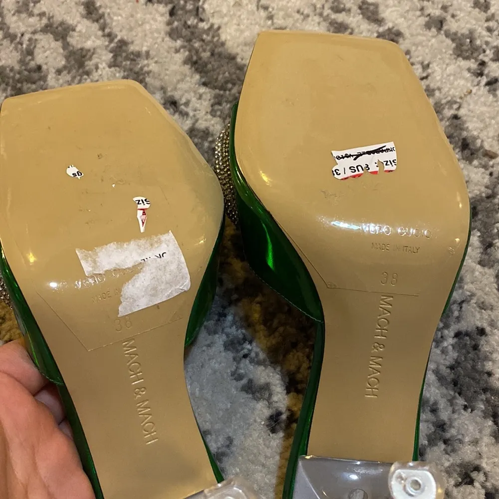 Double Bow Slide Sandal in Green size 38 - Image 6