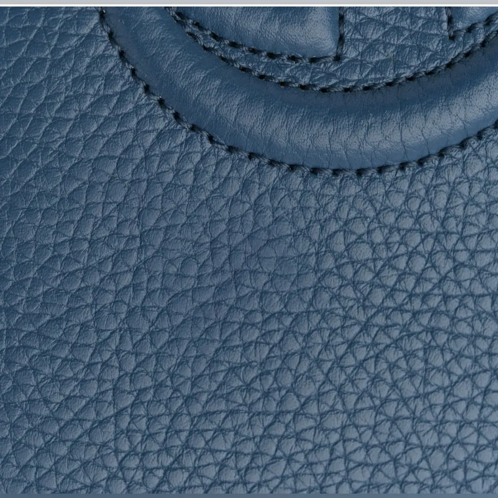 Gucci Authentic Soho Blue Pebbled Leather Chain Crossbody Bag – Brand New - Image 7