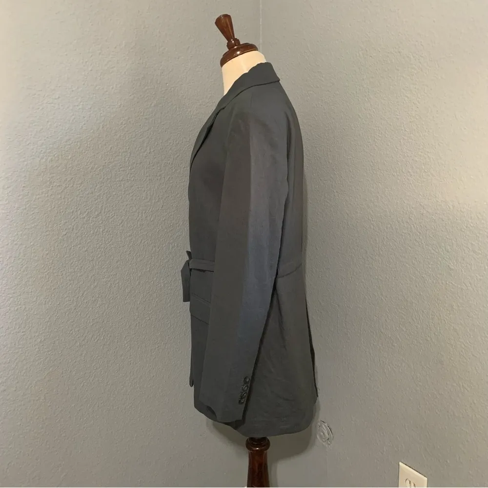ZARA New Gray Linen Blend Belted Lapel Collar Long Sleeves Blazer Size S 2753129 - Image 13