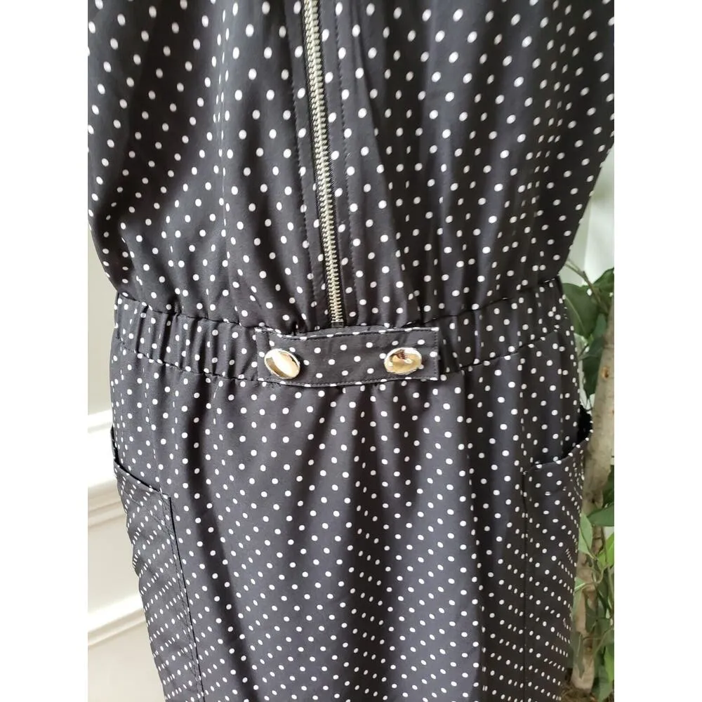 Emma & Michele Women's Black Polka Dot V-Neck Sleeveless Knee Length Dress 2X - Image 2