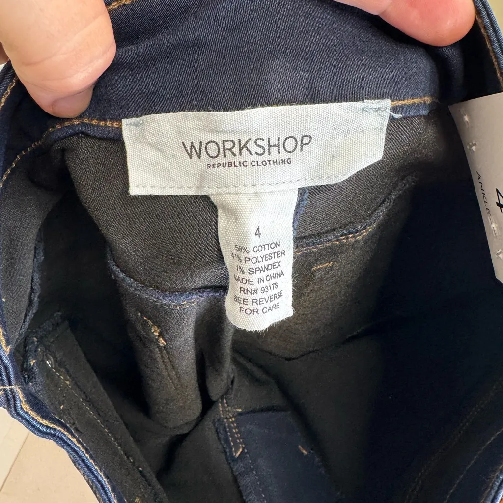 WORKSHOP Republic Womens Size 4 Darkwash Skinny Jeans Ankle Stretch Modern - Image 8