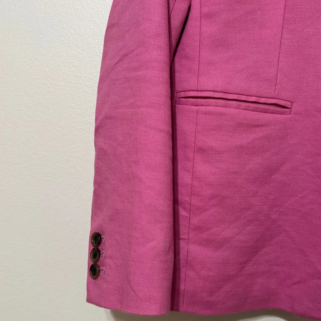 J. Crew Parke Pink Blazer Jacket Size 8 Linen - Image 6