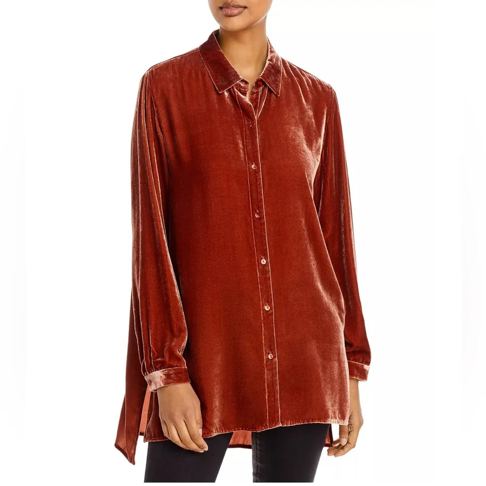 NWT Eileen Fisher Classic Collar Velvet Shirt, Size XL New w/Tag Retail $ - Image 7