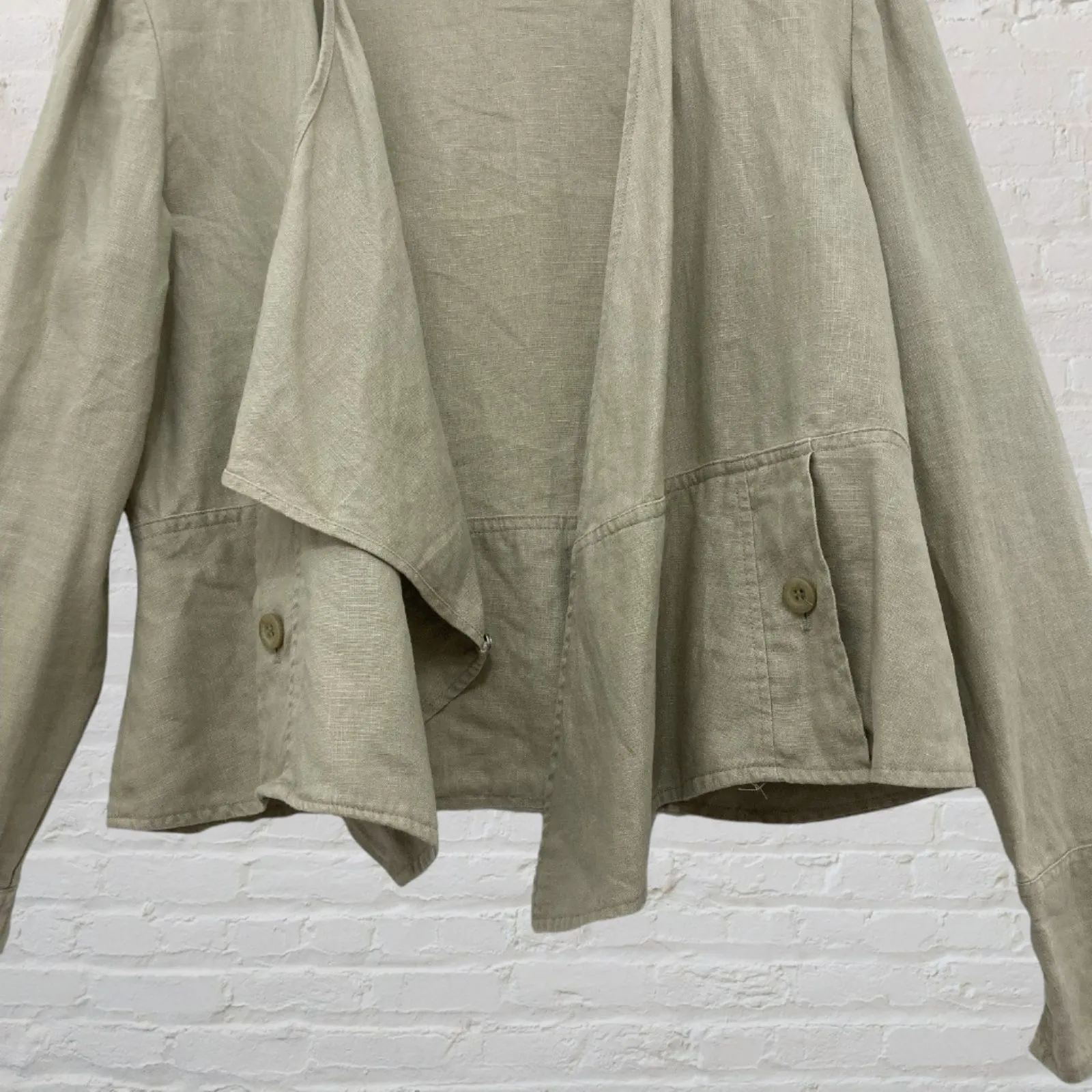 For The Republic 100% Linen Open Front Blazer 12 - Tan Sage - Image 7