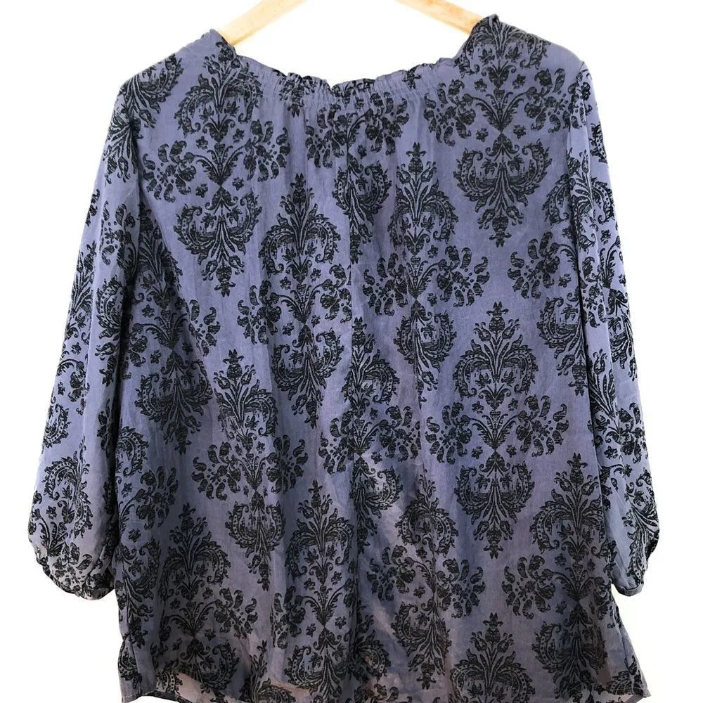 Pure Energy Paisley‎ Print Blouse Black Purple - Image 5
