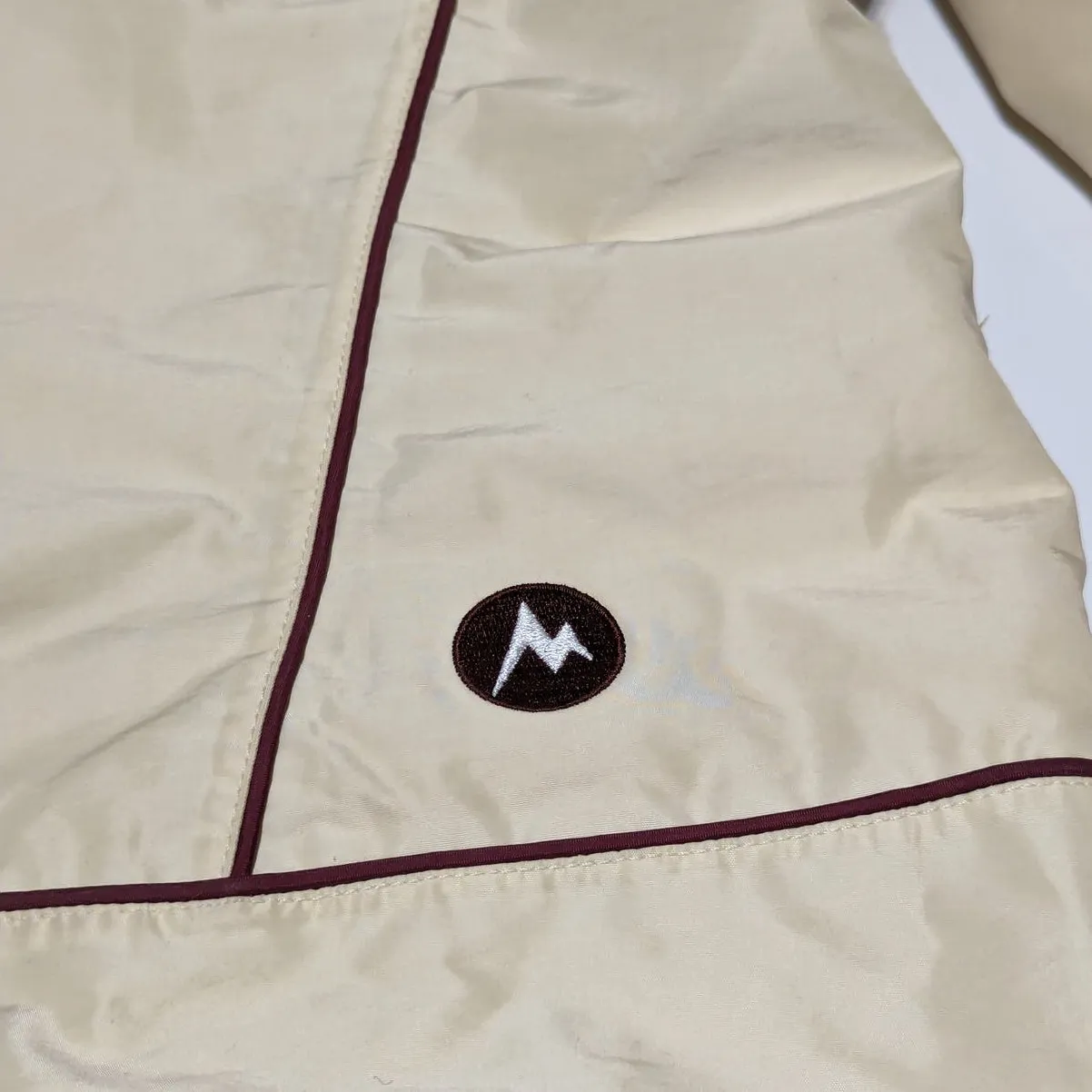 Y2K Marmot Precip Rain Jacket Waterproof Beige Cream Womens Medium Gorpcore Coat - Image 11