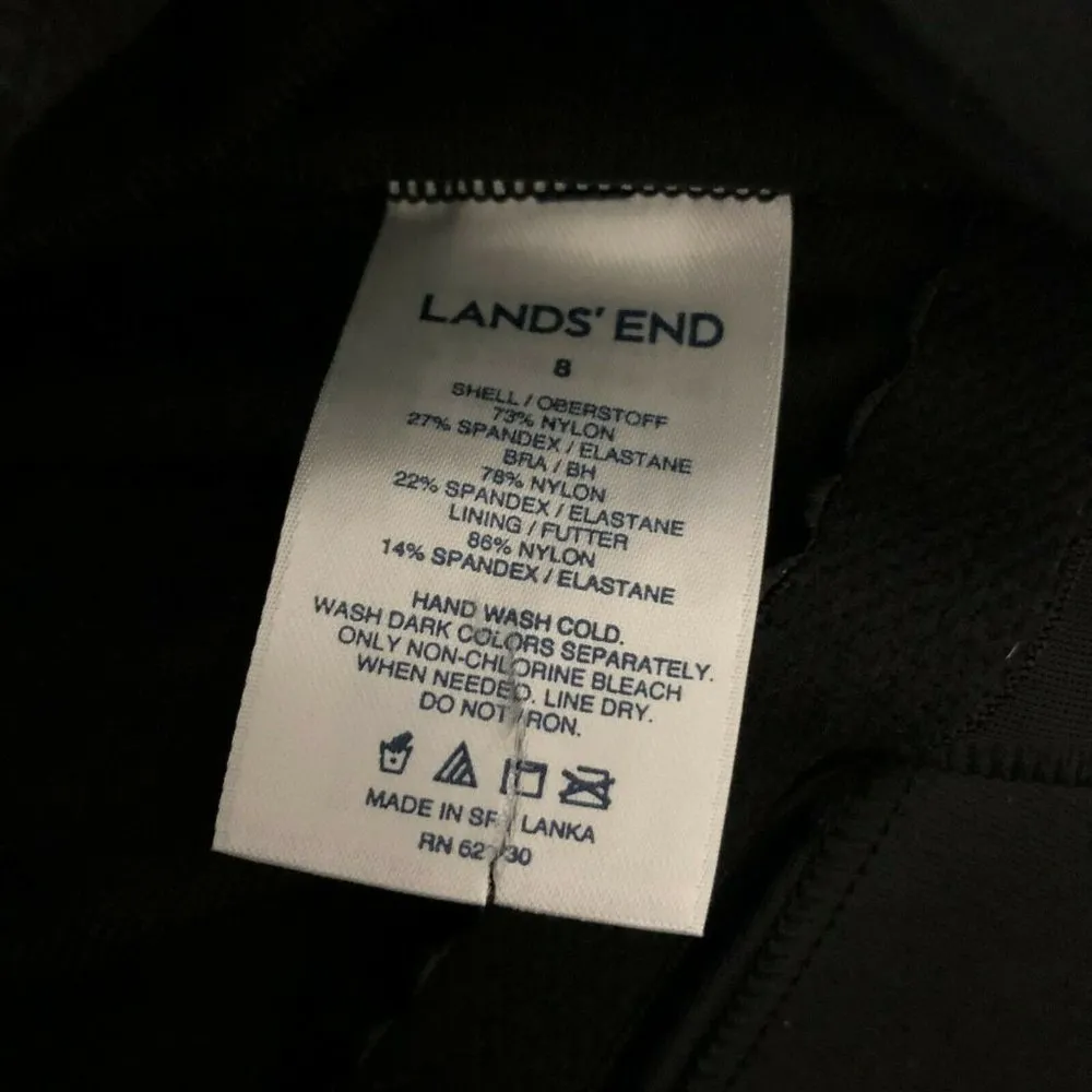 Lands End Tankini Top Molded Cups Tummy Control Ruched Draped Black 8 - Image 3