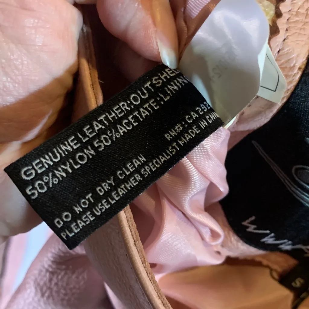 Power Strip Pink and White Leather Motorcycle Chaps Size S - Image 8