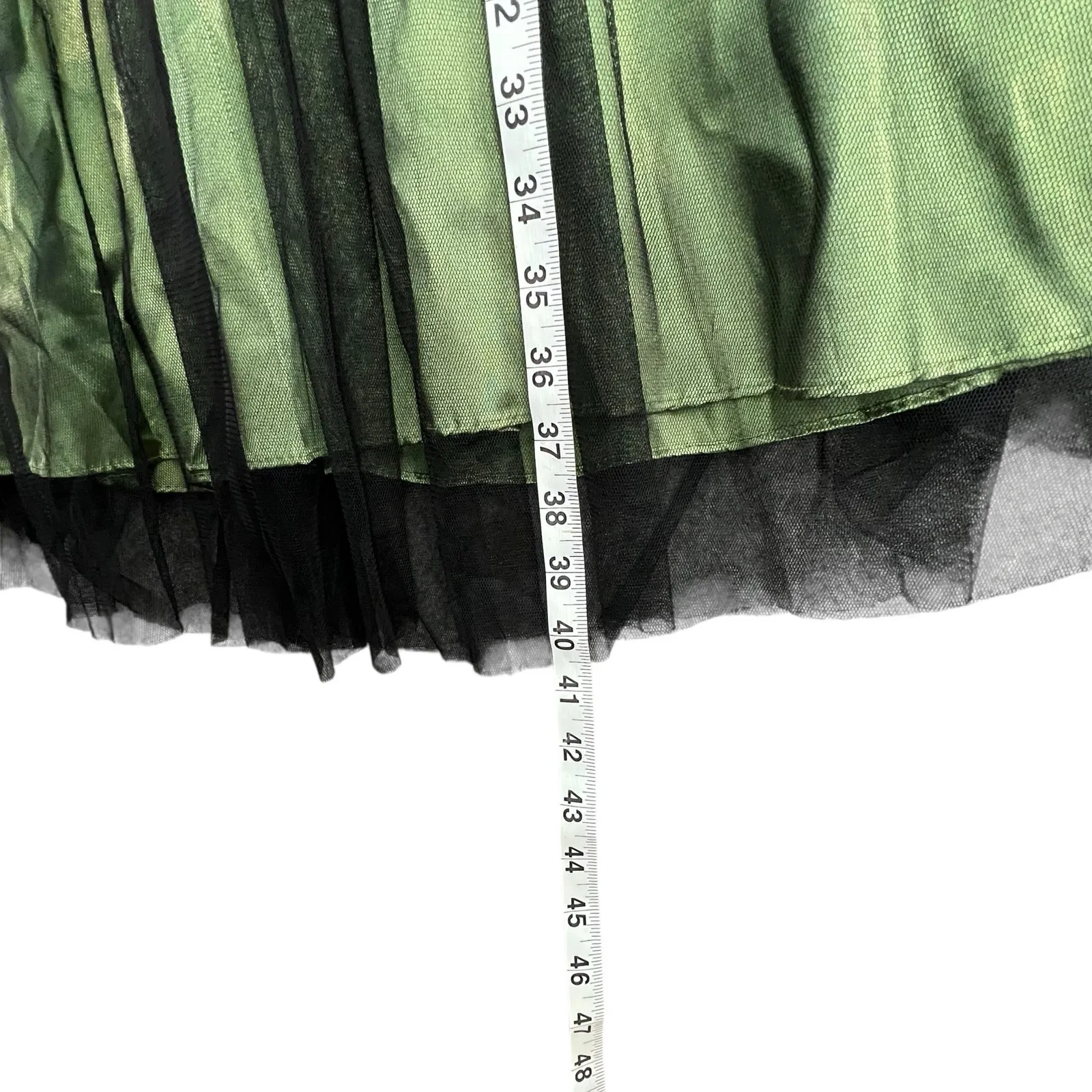 Vintage Y2K Cumbia Dress XS Green Satin Black Mesh Goth Fairycore Party Whimsy - Image 12