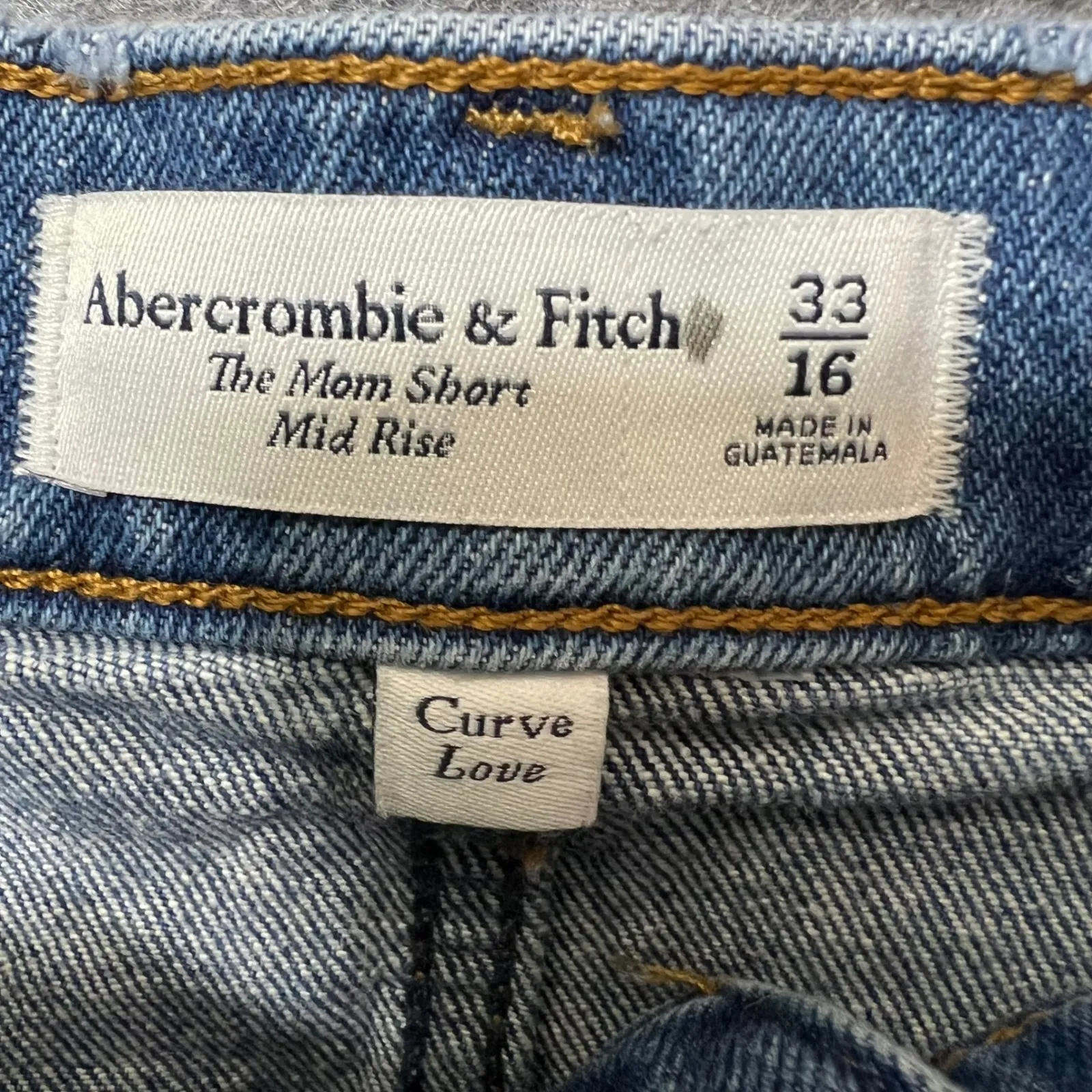 Abercrombie‎ & Fitch Mom Short Mid Rise Denim Jean Shorts Frayed Blue Size 16/33 - Image 8