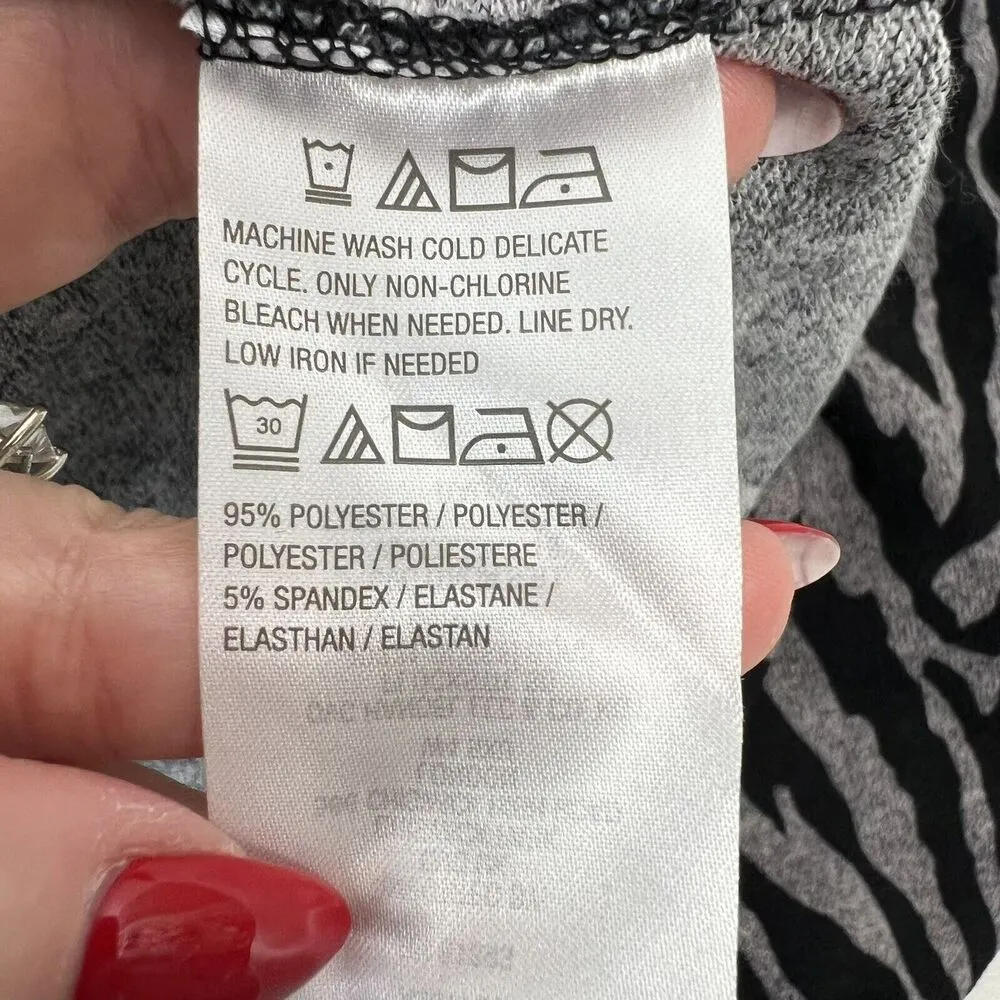 Susan Graver Weekend Plus Size 2X Animal Printed Cowl Neck Sweater Knit Top Grey - Image 7