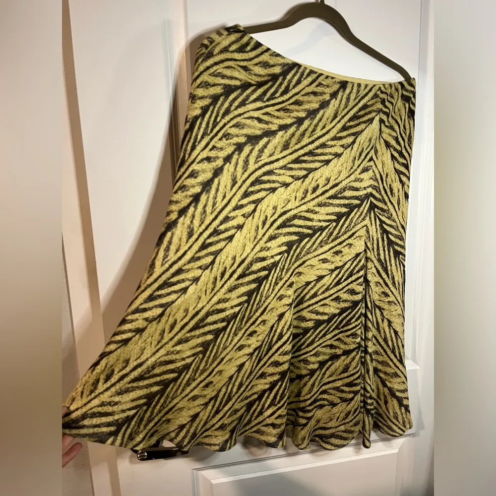 Vintage Lauren Ralph Lauren Khaki Black Batik Tropical Palm Leaf Print Skirt - Image 8