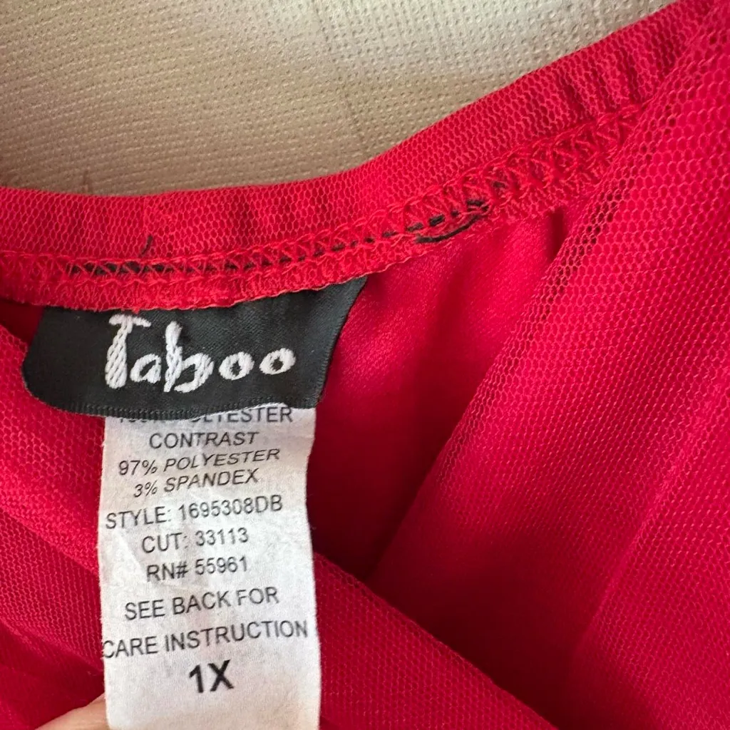 Vintage Y2K Taboo red chiffon gold glitter embellished mini babydoll party dress Size 1X - Image 7