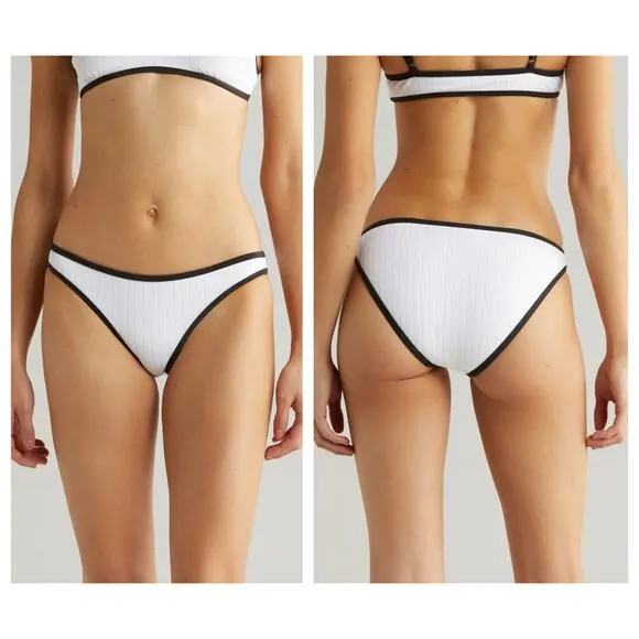 Solid & Striped The Rachel Contrast Rib Bikini Bottoms Size Small - Image 2