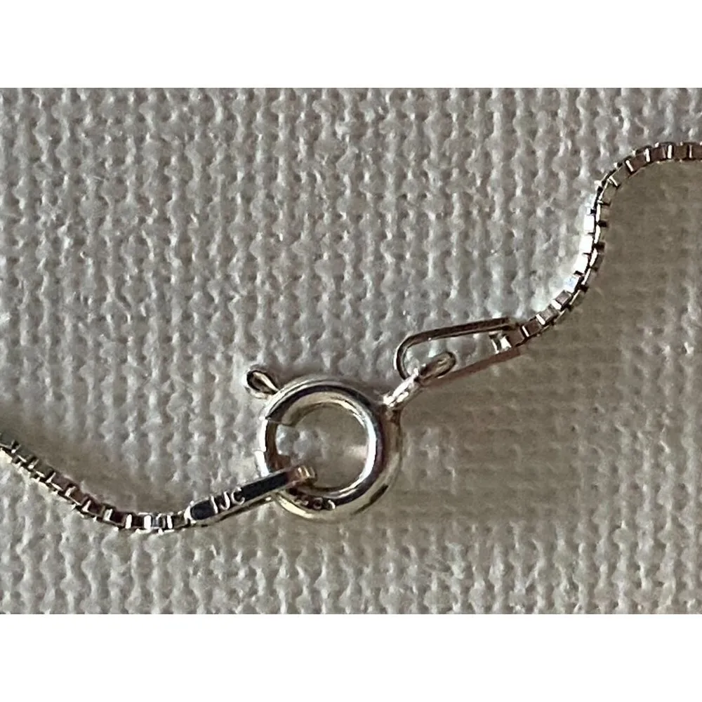 VTG Sterling Checkerboard Cut Garnet & Diamond Pendant w IJC Italy 18” Box Chain - Image 4