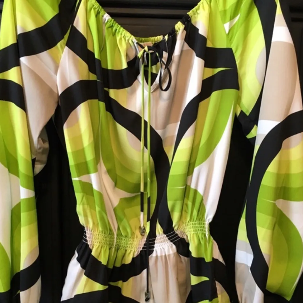 MICHAEL Michael Kors Lime Green Abstract Print Blouse - Image 2