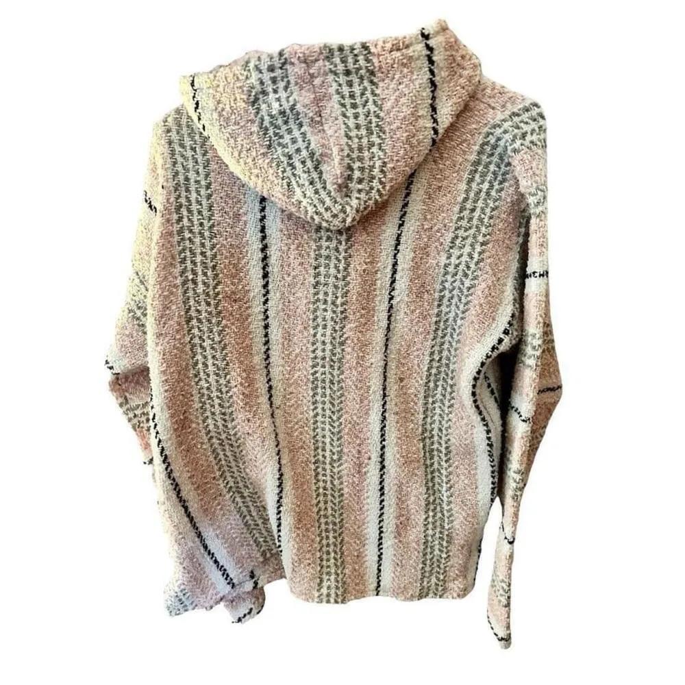 Earth Ragz Women Size Medium Pink Geometric Baja Style Hippie Hoodie W/ Pockets - Image 4