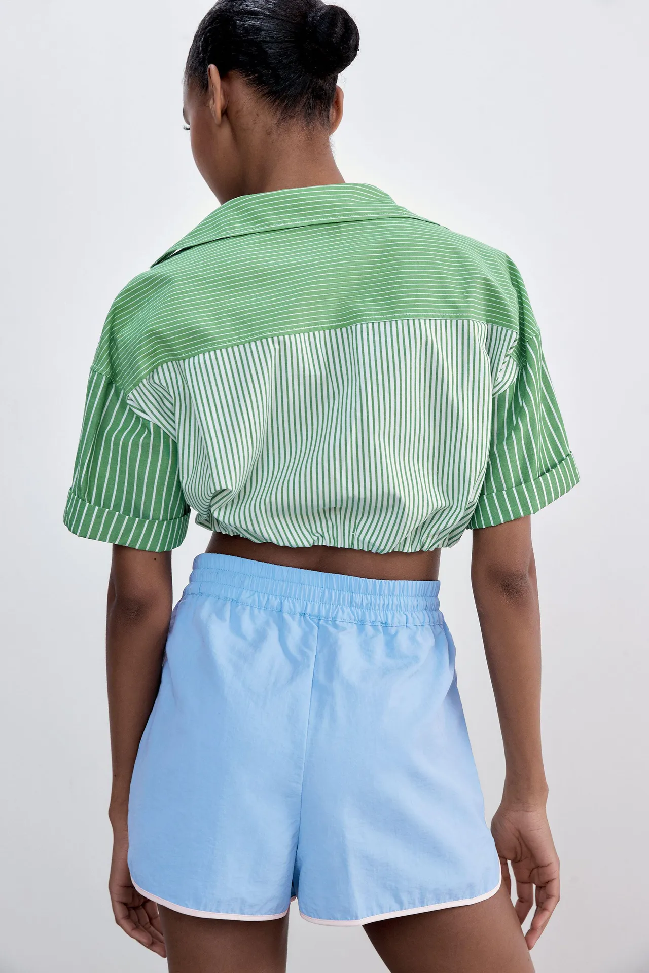 Zippered Nylon Shorts in Neon Blue, Size S - Image 3