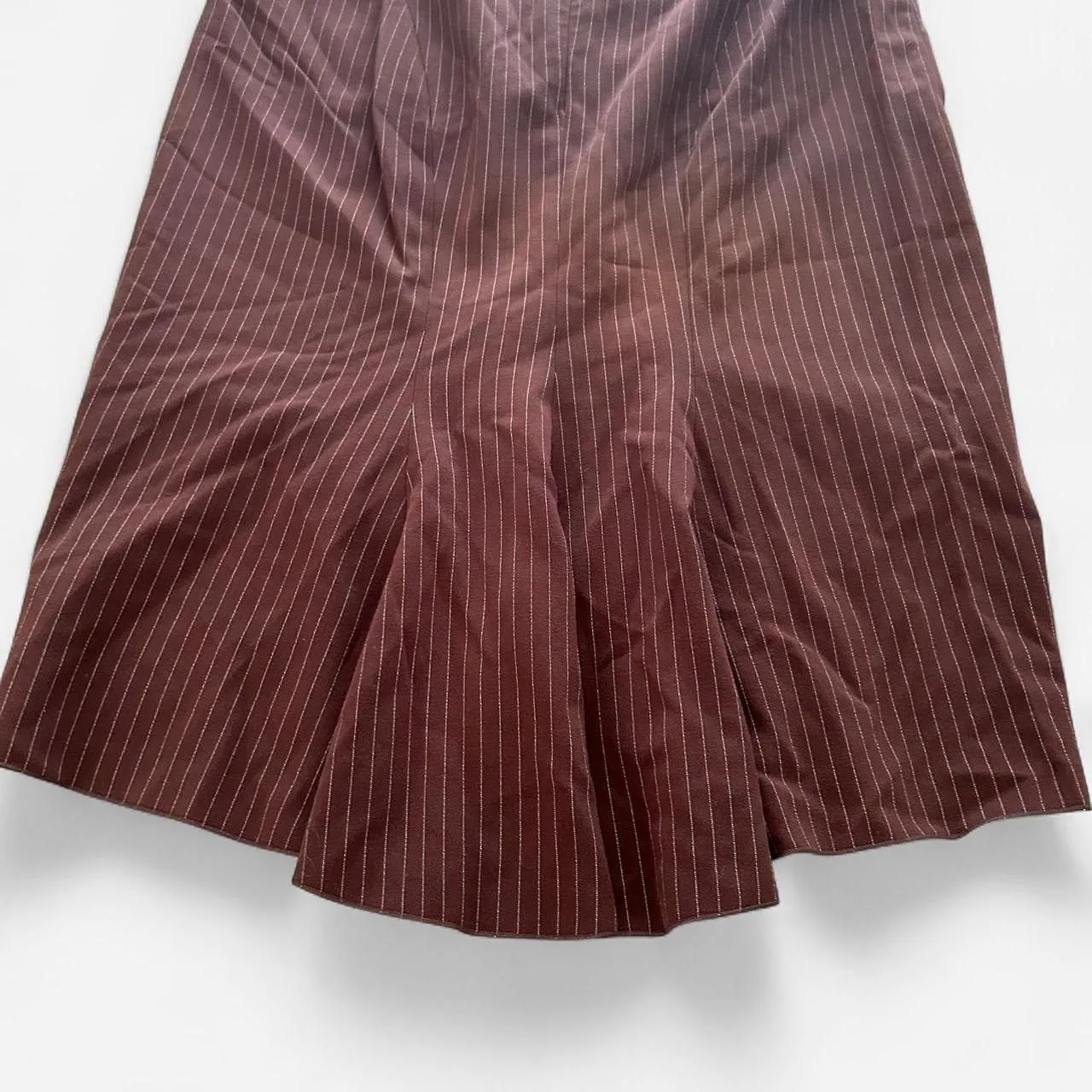 BCBG y2k 2000s pin striped pencil flare midi skirt size 6 Brown - Image 4