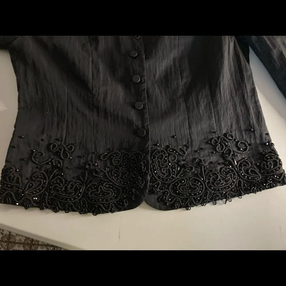 COLDWATER CREEK, Women’s Black Sequined, Button Down Blazer , Size 14 - Image 9