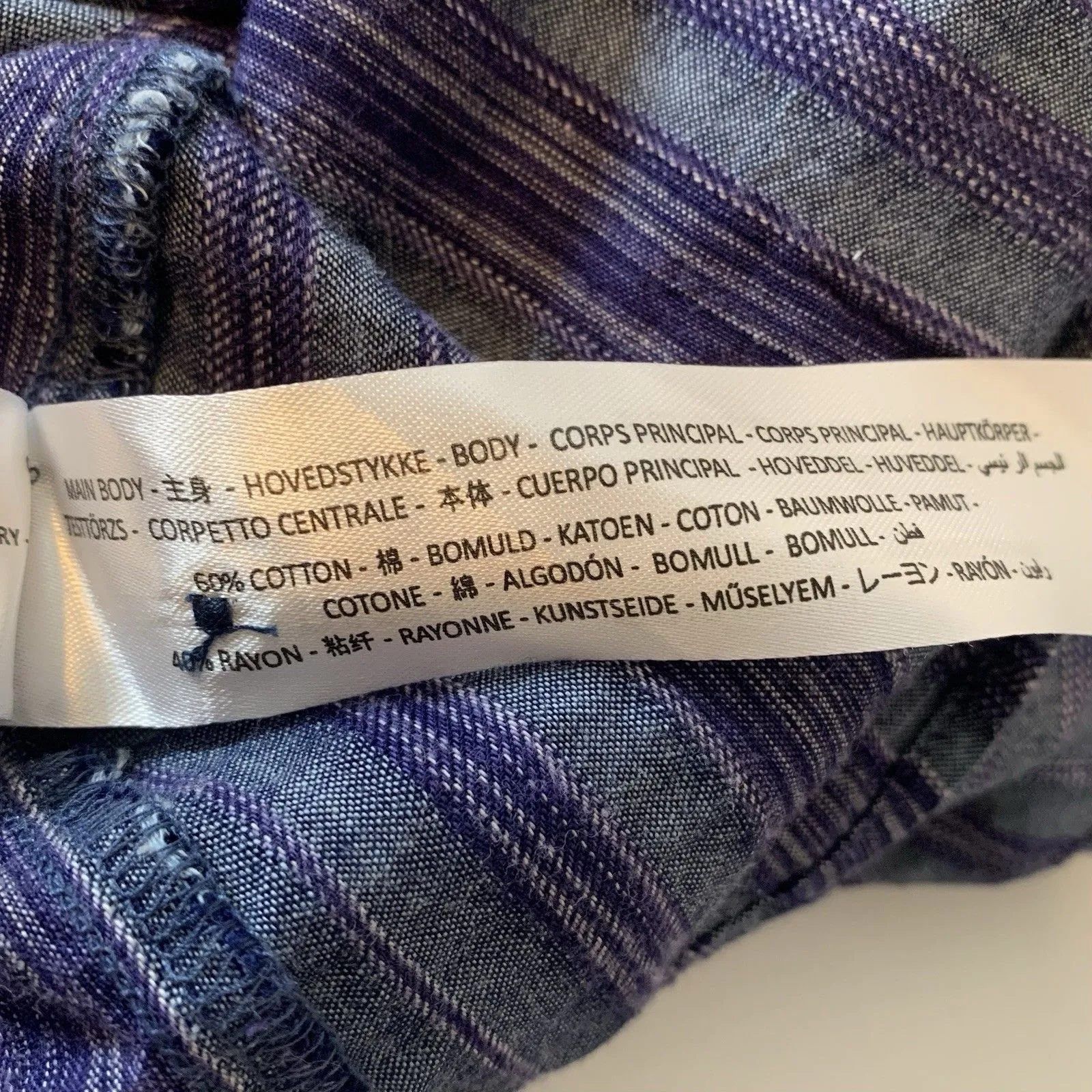 Ariat Sleeveless Top Knot Tie Button Front Women’s Sz XL Denim Blue Stripe Shirt - Image 7