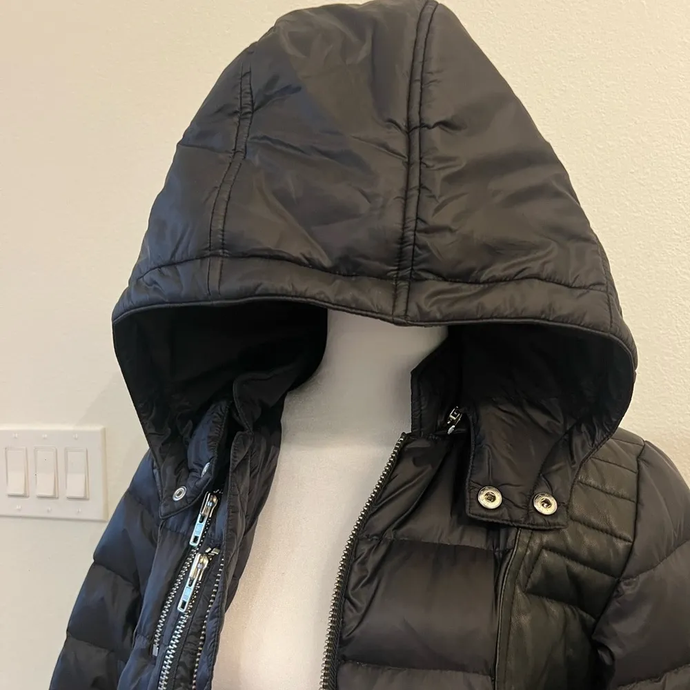The Kooples Black Quilted Puffer Jacket with Hood - Image 3