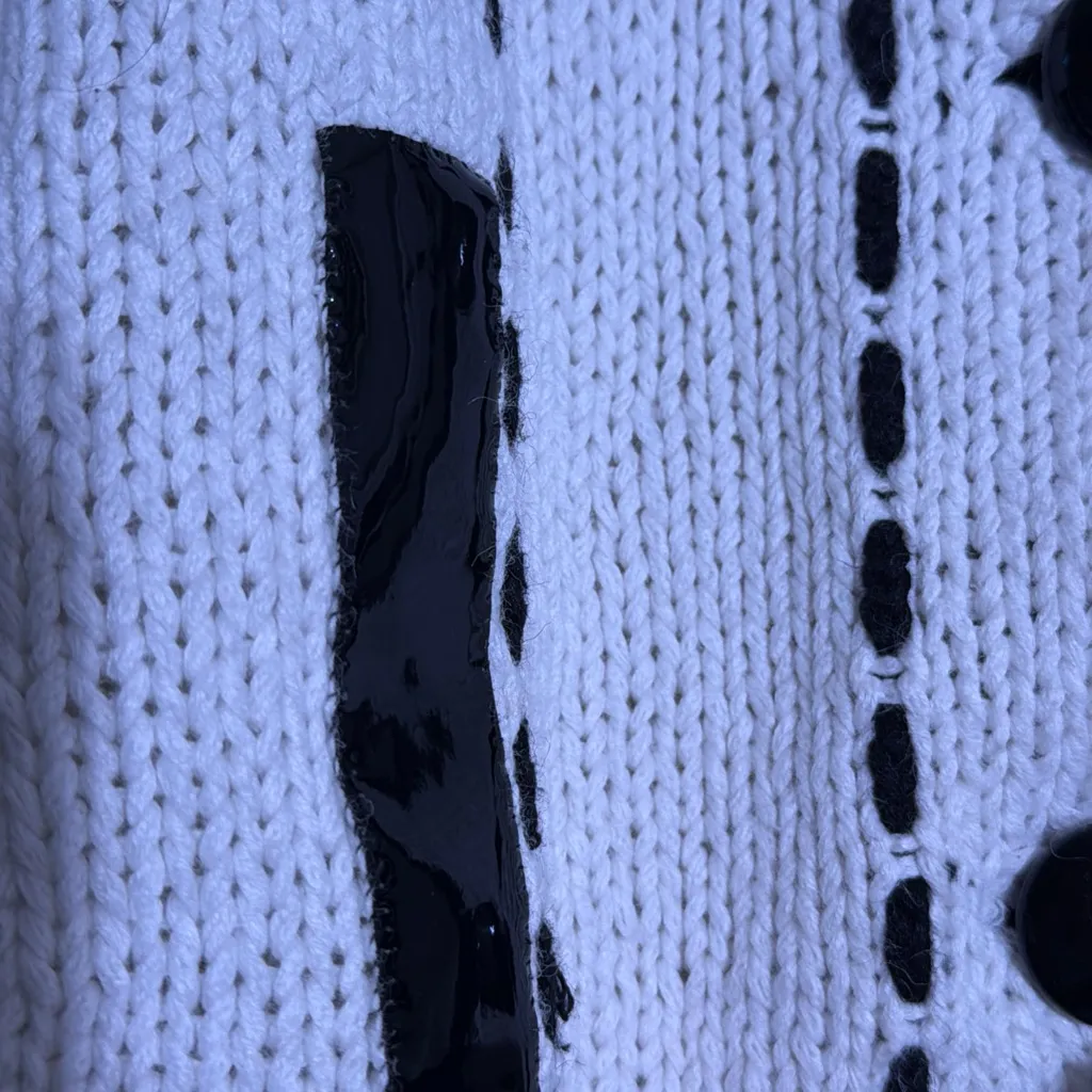 Vintage Cardigan Jacket Michael Simon New York Plaid Knit White and Black Size L Size L - Image 4