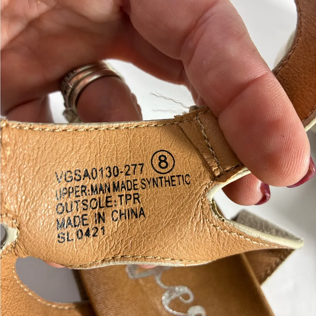 Very G Women's Ankle Strap Metallic Tan & Snake Skin Print Sandals - Image 7